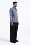 Buy_Siddhartha Bansal_Blue Cotton Satin Printed Kaleidoscopic Shirt _Online_at_Aza_Fashions