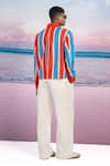 Siddhartha Bansal_Red Jacket Cotton Twill Printed Cabana Stripes I Feel So Good _Online_at_Aza_Fashions