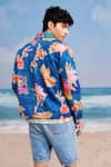 Siddhartha Bansal_Blue Jacket Cotton Twill Printed Floral Seasons _at_Aza_Fashions