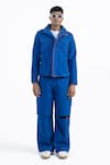 Buy_Siddhartha Bansal_Blue Cotton Twill Epic Zip Off Cargo Trouser _Online_at_Aza_Fashions