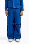 Shop_Siddhartha Bansal_Blue Cotton Twill Epic Zip Off Cargo Trouser _Online_at_Aza_Fashions