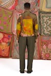 Siddhartha Bansal_Green Jacket Linen Printed Floral Artist Biker _Online_at_Aza_Fashions