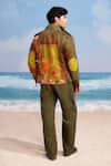 Buy_Siddhartha Bansal_Green Jacket Linen Printed Floral Artist Biker 