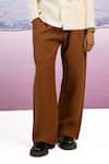 Buy_Siddhartha Bansal_Brown Linen Earthy Solid Trouser _Online_at_Aza_Fashions