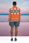 Shop_Siddhartha Bansal_Orange Giza Cotton Printed Hawaiian Sunset Pullover Jacket _at_Aza_Fashions