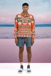 Siddhartha Bansal_Orange Giza Cotton Printed Hawaiian Sunset Pullover Jacket _Online_at_Aza_Fashions