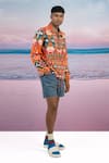 Buy_Siddhartha Bansal_Orange Giza Cotton Printed Hawaiian Sunset Pullover Jacket _Online_at_Aza_Fashions