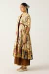 Buy_Cord_Ivory Cotton Print Safari Collared Button Down Jacket Dress _Online_at_Aza_Fashions