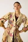 Cord_Ivory Cotton Print Safari Jacket Collared Button Down With Dress _at_Aza_Fashions