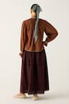 Shop_Cord_Brown Cotton Hand Embroidered High Elsa Top And Skirt Set _at_Aza_Fashions