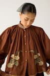 Buy_Cord_Brown Cotton Hand Embroidered High Elsa Top And Skirt Set _Online_at_Aza_Fashions