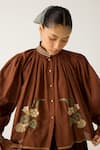 Cord_Brown Cotton Hand Embroidered High Elsa Top _Online_at_Aza_Fashions