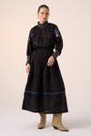 Buy_Cord_Black Cotton Embellished Lace Band Farmer Thread Embroidered Top With Skirt _at_Aza_Fashions