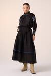 Shop_Cord_Black Cotton Embellished Lace Band Farmer Thread Embroidered Top With Skirt _at_Aza_Fashions