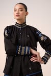 Buy_Cord_Black Cotton Embellished Lace Band Farmer Thread Embroidered Top With Skirt _Online_at_Aza_Fashions