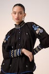 Shop_Cord_Black Cotton Embellished Lace Band Farmer Thread Embroidered Top With Skirt _Online_at_Aza_Fashions