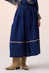 Cord_Blue Cotton Embellished Lace Band Farmer Floral Embroidered Top With Skirt _at_Aza_Fashions