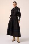 Buy_Cord_Black Cotton Embroidered Smocking Band Collar Farmer Thread Top 