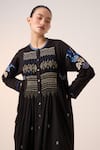 Buy_Cord_Black Cotton Embroidered Thread Round Frida Floral Dress _Online_at_Aza_Fashions