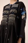 Buy_Cord_Black Cotton Embroidered Thread Round Frida Floral Dress 