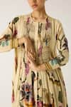 Buy_Cord_Ivory Cotton Embroidered Thread Round Frida Animal Safari Print Dress 