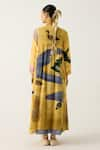 Shop_Cord_Yellow Cotton Embroidered Thread Round Frida Wallflower Print Dress _at_Aza_Fashions