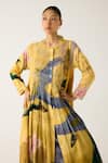 Buy_Cord_Yellow Cotton Embroidered Thread Round Frida Wallflower Print Dress _Online_at_Aza_Fashions