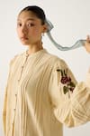 Buy_Cord_Ivory Cotton Embroidered Thread Mandarin Collar Hazel Floral Top _Online_at_Aza_Fashions