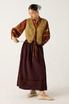 Shop_Cord_Brown Cotton Textured Open Janet Gilet _Online_at_Aza_Fashions