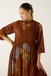 Shop_Cord_Brown Cotton Printed Foliage Frill Collar July Dress _Online_at_Aza_Fashions