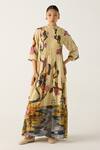 Buy_Cord_Ivory Cotton Printed Safari Frill Collar July Dress _at_Aza_Fashions