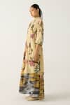 Buy_Cord_Ivory Cotton Printed Safari Frill Collar July Dress _Online_at_Aza_Fashions