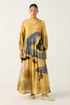 Cord_Yellow Cotton Printed Safari Frill Collar July Wallflower Dress _Online_at_Aza_Fashions