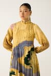 Shop_Cord_Yellow Cotton Printed Safari Frill Collar July Wallflower Dress _Online_at_Aza_Fashions