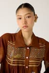 Buy_Cord_Brown Cotton Print Foliage Collared Nico Shirt _Online_at_Aza_Fashions