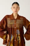 Shop_Cord_Brown Cotton Print Foliage Collared Nico Shirt _Online_at_Aza_Fashions