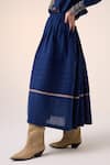 Buy_Cord_Blue Cotton Plain Pintuck Long Skirt _Online_at_Aza_Fashions