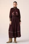 Buy_Cord_Maroon Cotton Plain Long Pintuck Skirt_at_Aza_Fashions