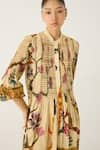 Shop_Cord_Ivory Cotton Print Safari V Collar Porto Dress_Online_at_Aza_Fashions