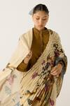 Buy_Cord_Ivory Cotton Print Safari Band Collar Smocked Saree With Top 