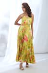 Shop_Gopi Vaid_Yellow Satin Printed Botanical Halter Neck Strappy Dress _Online_at_Aza_Fashions