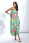 Shop_Gopi Vaid_Green Satin Printed Bloom Floral Halter Neck Stripe Strappy Dress _Online_at_Aza_Fashions