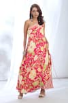 Shop_Gopi Vaid_Pink Satin Printed Floral Asymmetric One Shoulder Dress _Online_at_Aza_Fashions