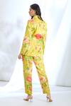 Shop_Gopi Vaid_Yellow Satin Printed Floral Collar Blazer And Pant Set _at_Aza_Fashions