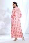 Shop_Gopi Vaid_Pink Satin Printed Ikat Shirt Collar Dress _at_Aza_Fashions