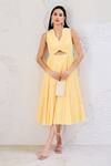 Buy_Lavanya Ahuja_Yellow Organza Wavy Buttercup Cut Out Dress _at_Aza_Fashions