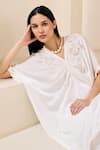 Buy_Lavanya Ahuja_White Silk Organza Embroidery Floral V-neck Cutwork Embrodiered Kaftan With Pant 