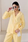 Buy_Lavanya Ahuja_Yellow Organza Embroidery Scallop Lace Collar Buttercup Sacllop Shirt With Pant _Online_at_Aza_Fashions