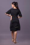 Shop_That Thing You Love_Black Satin Embroidery Beads Round Short Dress _at_Aza_Fashions