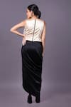 Shop_That Thing You Love_Beige Satin Embroidery Tassels Round Sleeveless Top With Draped Skirt _at_Aza_Fashions